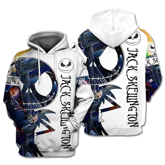  Nightmare Before Christmas Hoodie Jack Skellington Symbol Blue White Hoodie Full Size Full Print