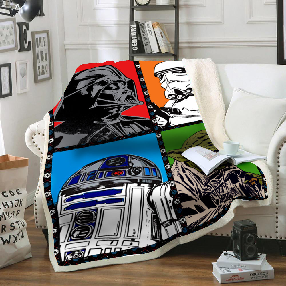 Unifinz SW Blanket D. Vader Yoda Storm trooper R2 - D2 Blanket High Quality SW Blanket 2023