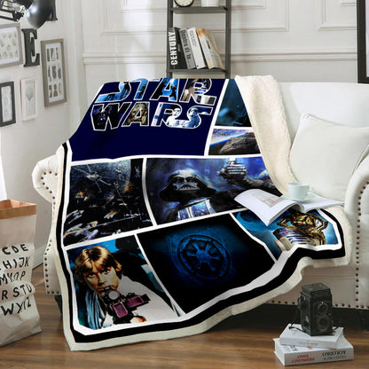 Unifinz SW Blanket Characters D. Vader R2-D2 C-3PO & Luke Skywalker Blanket High Quality SW Blanket 2023