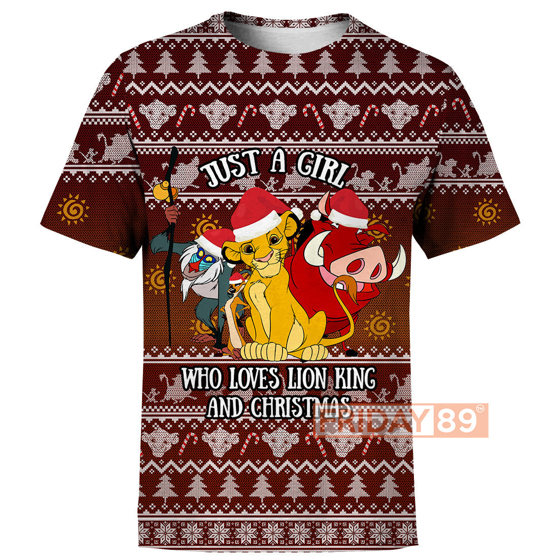 Unifinz DN LK T-shirt Just A Girl Who Loves Lion King And Christmas T-shirt DN LK Hoodie Sweater Tank 2025