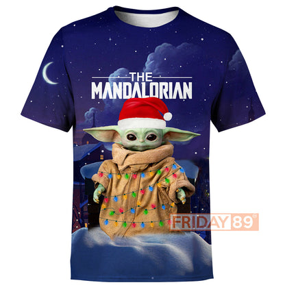 Unifinz SW T-shirt SW Baby Yoda Christmas Light The Mandalorian T-shirt Cute SW Hoodie Sweater Tank 2025