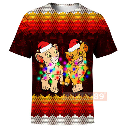 Unifinz DN LK T-shirt Simba & Nala Christmas Light T-shirt Amazing DN LK Hoodie Sweater Tank 2025
