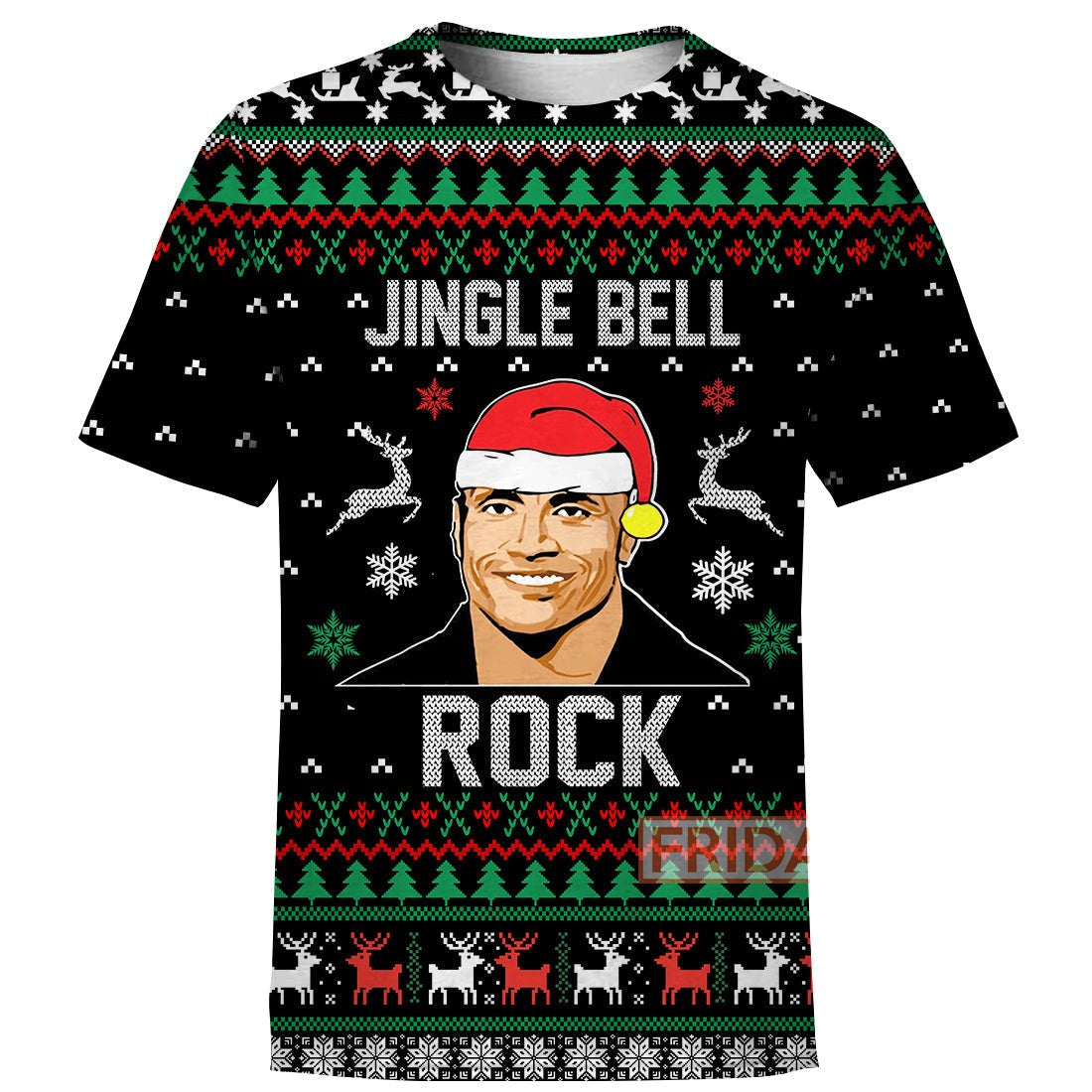 Unifinz Dwayne Johnson Hoodie Jingle Bell Rock Ugly Christmas Pattern T-shirt Dwayne Johnson Shirt  Sweater Tank 2025