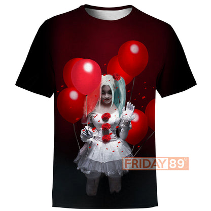 Unifinz DC Harley Quinn T-shirt Dr Harleen Frances Quinzel H.Quinn Red Balloon 3D Print T-shirt DC Harley Quinn Hoodie2025
