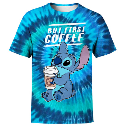 Unifinz DN Stitch T-shirt But First Coffee - Stitch Tie Dye T-shirt DN Stitch Hoodie Sweater Tank 2025
