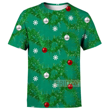Unifinz Christmas Hoodie Green Gaudy Garland Christmas T-shirt Amazing Christmas Shirt Sweater Tank 2025