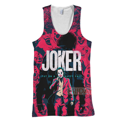 Unifinz DC Joker Hoodie Put On A Happy Face Shirt Joker Hoodie Joker Red T-shirt DC Joker Shirt Sweater Tank 2024