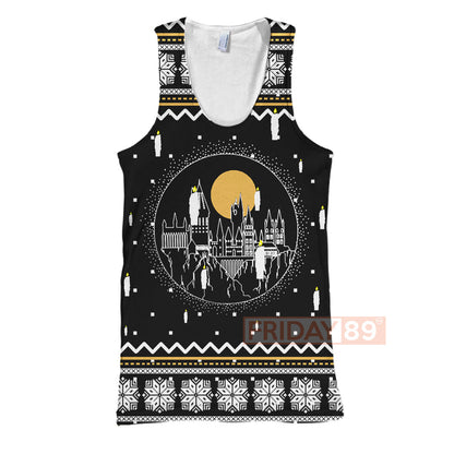 Unifinz HP T-shirt HW Castle Candles Christmas T-shirt Awesome HP Hoodie Sweater Tank 2024