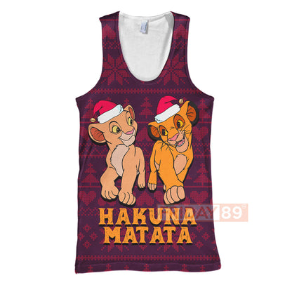 Unifinz DN LK T-shirt Simba & Nala Christmas Pattern T-shirt Cute DN LK Hoodie Sweater Tank 2024