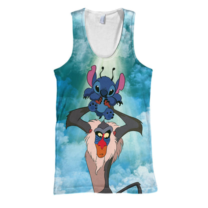 Unifinz DN LK Stitch T-shirt 3D Print Rafiki & Stitch T-shirt DN LK Stitch Hoodie Sweater Tank 2024