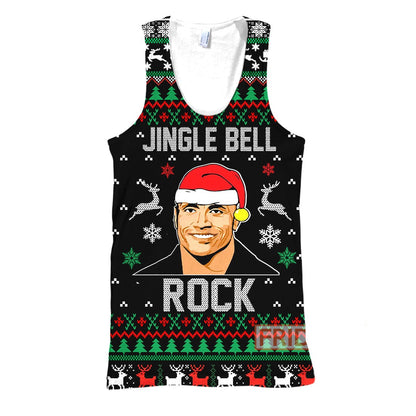 Unifinz Dwayne Johnson Hoodie Jingle Bell Rock Ugly Christmas Pattern T-shirt Dwayne Johnson Shirt  Sweater Tank 2024