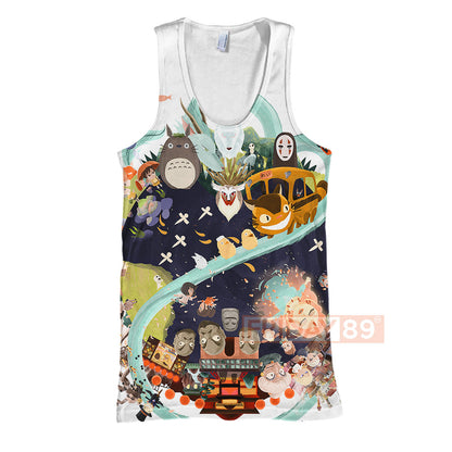 Unifinz GB Hoodie GB All Character Adorable Chibi Art Totoro Spirited Away 3D T-shirt Amazing High Quality GB Shirt Sweater Tank 2024