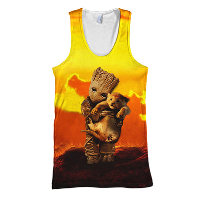 Unifinz DN LK T-shirt 3D Print Groot Hug Lion T-shirt Awesome DN LK Hoodie Sweater Tank 2025
