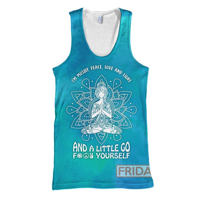 Unifinz Hippie Yoga T-shirt Yoga Girl Meditation I'm Mostly Peace Love And Light 3D Print T-shirt Hippie Hoodie Sweater Tank 2024