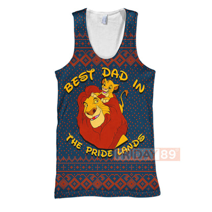 Unifinz DN LK T-shirt Best Dad In The Pride Lands - Simba & Mufasa T-shirt DN LK Hoodie Sweater Tank 2024