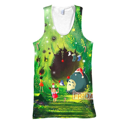 Unifinz My Neighbor Totoro T-shirt Totoro Merry Christmas T-shirt Cute My Neighbor Totoro Hoodie Sweater Tank 2024