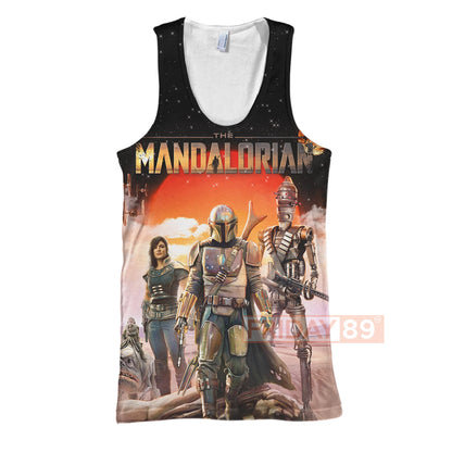 Unifinz SW T-shirt The Mandalorian Characters All Over Print T-shirt Awesome SW Hoodie Sweater Tank 2024