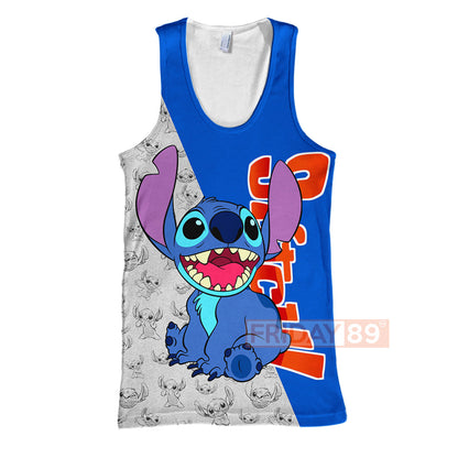 Unifinz Stitch DN T-shirt Smiley Face Experiment 626 Lilo & Stitch 3D Print T-shirt Cute Stitch DN Hoodie Sweater Tank 2024