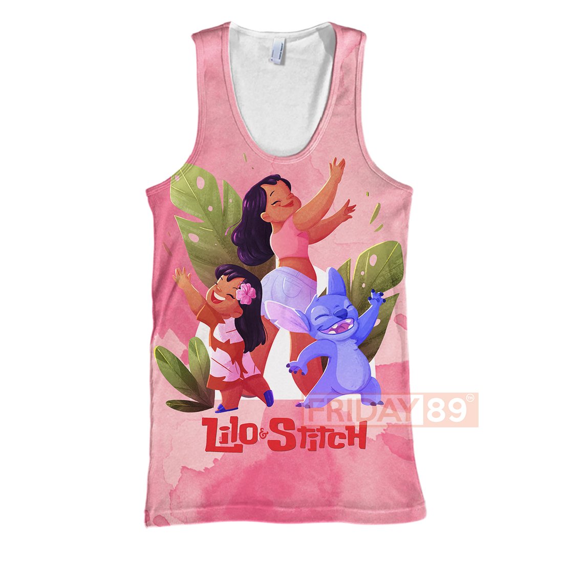 Pink Lilo & Stitch Ohana Means Family All Over Print Hoodie T-shirt