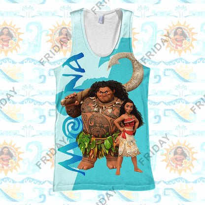 DN Moana Maui Teal Tribal Pattern 3D Print Hoodie T-shirt