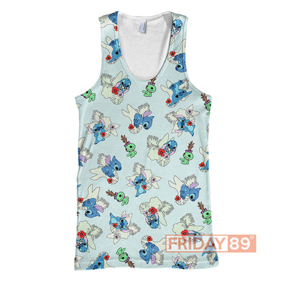 Unifinz DN T-shirt LILO & STITCH SCRUMP FLORAL 3D Print T-shirt Amazing DN Stitch Hoodie Sweater Tank 2024