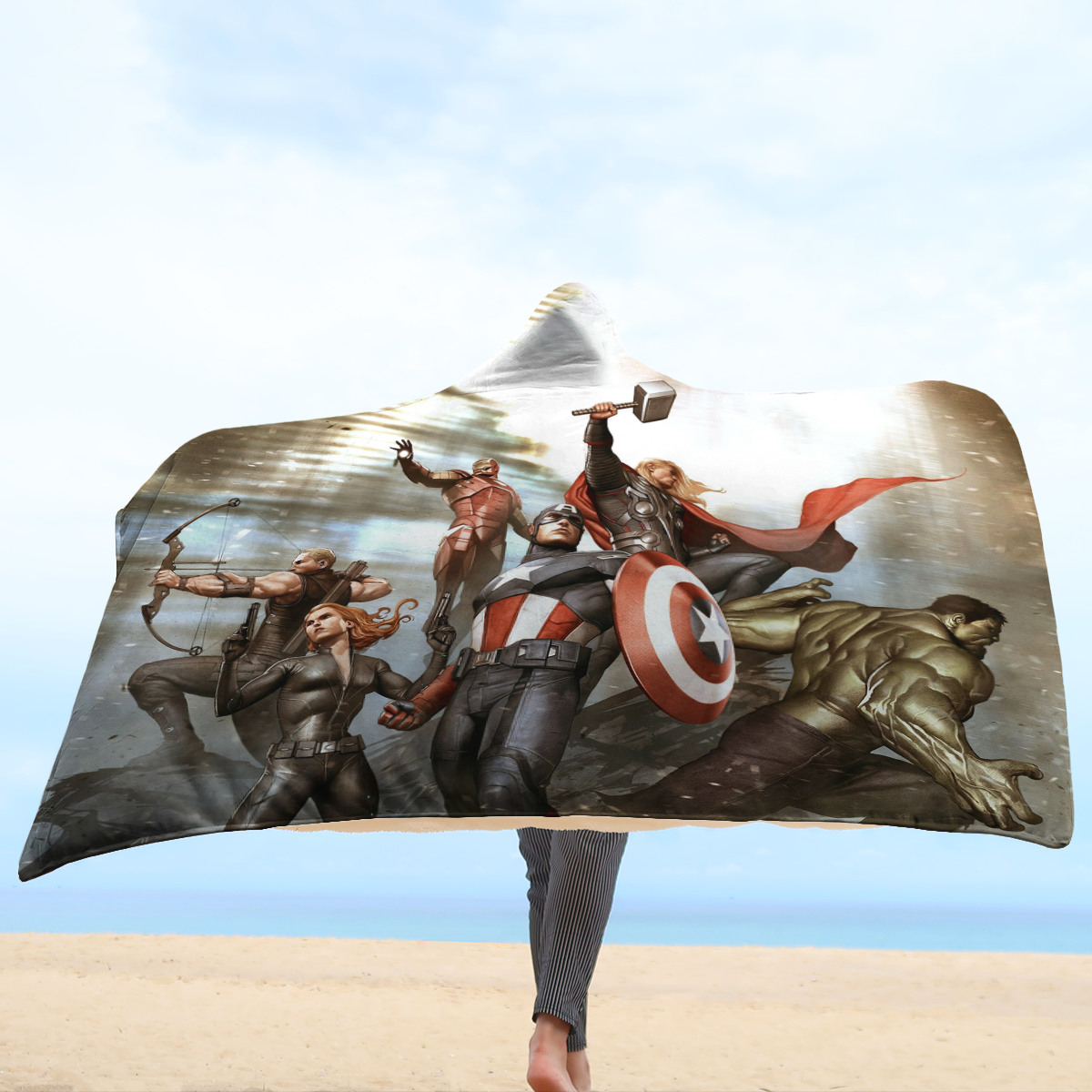 Unifinz MV Avengers Blanket The First A Hooded Blanket Awesome MV Blanket 2022