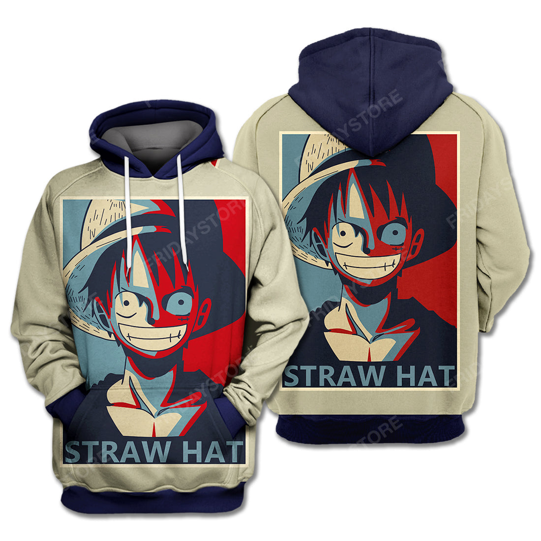  One Piece Hoodie One Piece Straw Hat Luffy Black Red Hoodie Anime Hoodie Adult Unisex Full Print