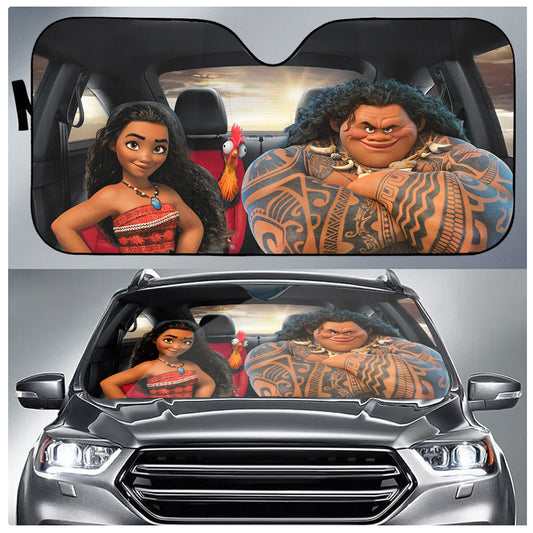 Unifinz DN Car Sun Shade Moana And Maui Windshield Sun Shade Awesome DN Moana Windshield Sun Shade 2022