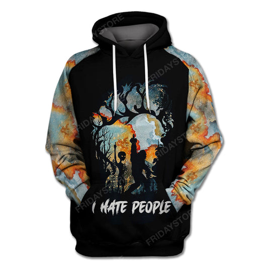 Unifinz Bigfoot Alien Shirt Alien Bigfoot I Hate People Ugly Finger Black T-shirt Hoodie Adult Unisex 2022