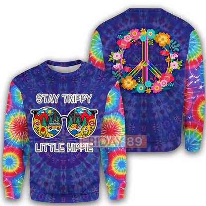 Unifinz Hippie Hoodie Little Hippie Peace Love Tie Dye T-shirt High Quality Hippie Shirt Sweater Tank 2024