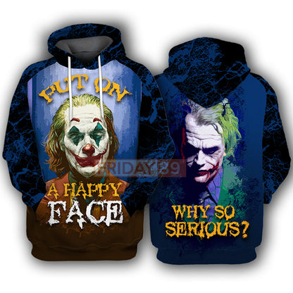 Unifinz DC Joker T-shirt A Happy Face - Why So Serious T-shirt Cool DC Joker Hoodie Sweater Tank 2022