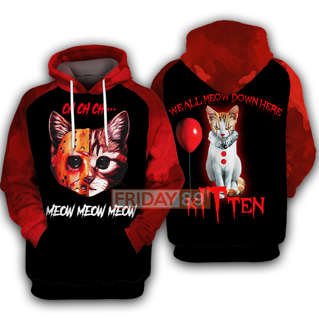 Unifinz Horror Cat T-shirt Horror Cat Ch Ch Ch Meow Meow Meow T-shirt Cool Horror Cat Hoodie Sweater Tank 2022