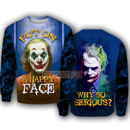 Unifinz DC Joker T-shirt A Happy Face - Why So Serious T-shirt Cool DC Joker Hoodie Sweater Tank 2024