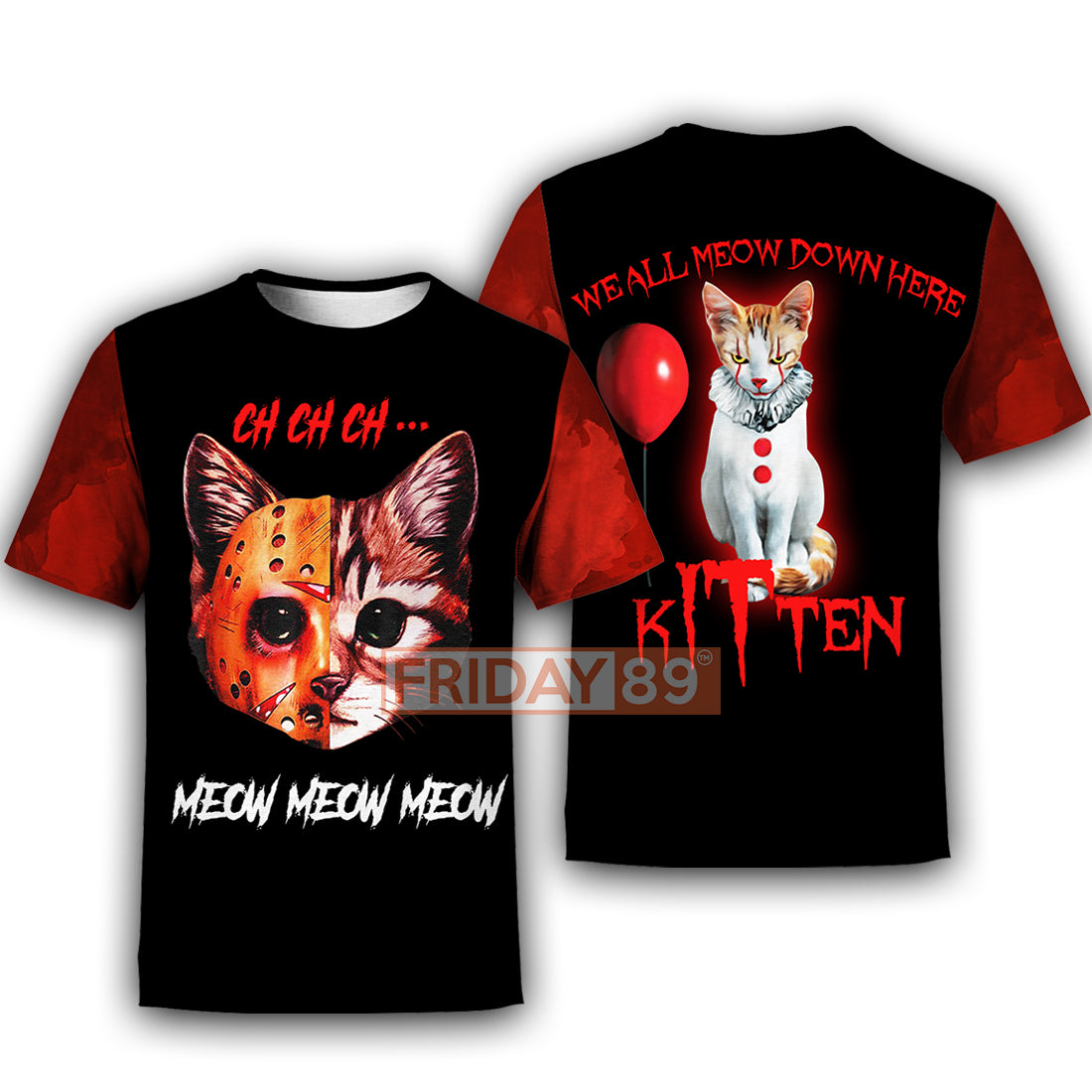 Unifinz Horror Cat T-shirt Horror Cat Ch Ch Ch Meow Meow Meow T-shirt Cool Horror Cat Hoodie Sweater Tank 2025