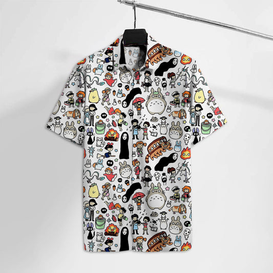 Unifinz GB Hawaiian Shirt S.Ghibli Totoro Spirited Away Characters Chibi Hawaii Tshirt Amazing GB Totoro Aloha Shirt 2022