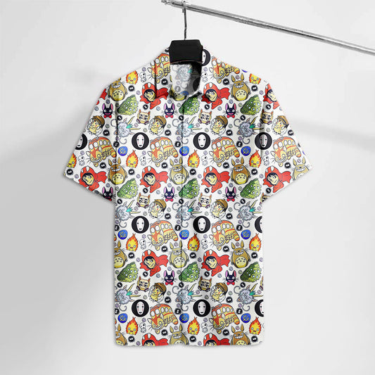 Unifinz GB Hawaiian Shirt All S.Ghibli Emoji Faces Totoro Noface Mononoke Anime Hawaii Tshirt Awesome GB Aloha Shirt 2022