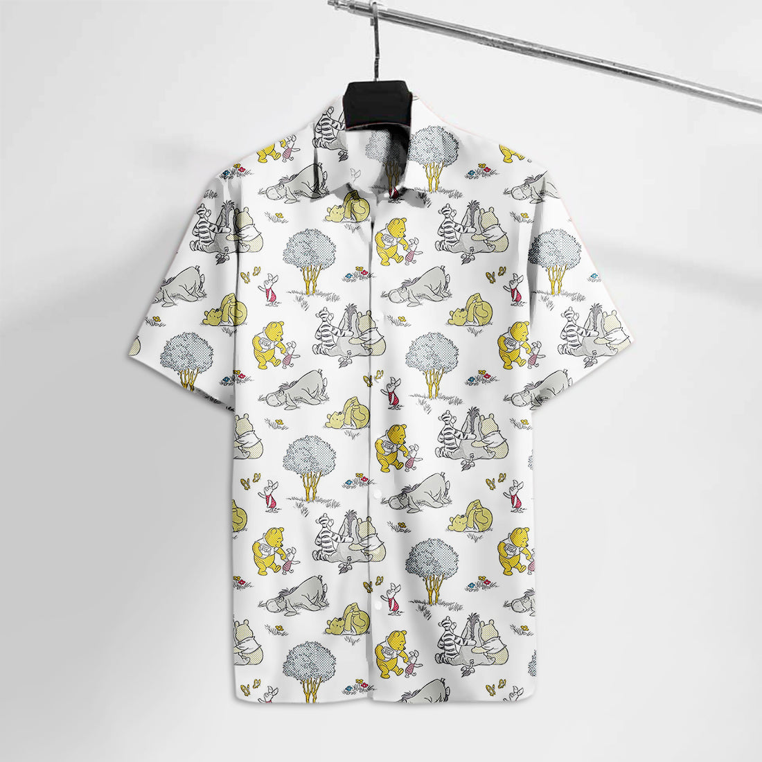 Unifinz DN WTP Hawaiian Shirt Comic Pooh Bear &Friends Eeyore Piglet Tigger Hawaii Tshirt High Quality DN WTP Aloha Shirt 2022