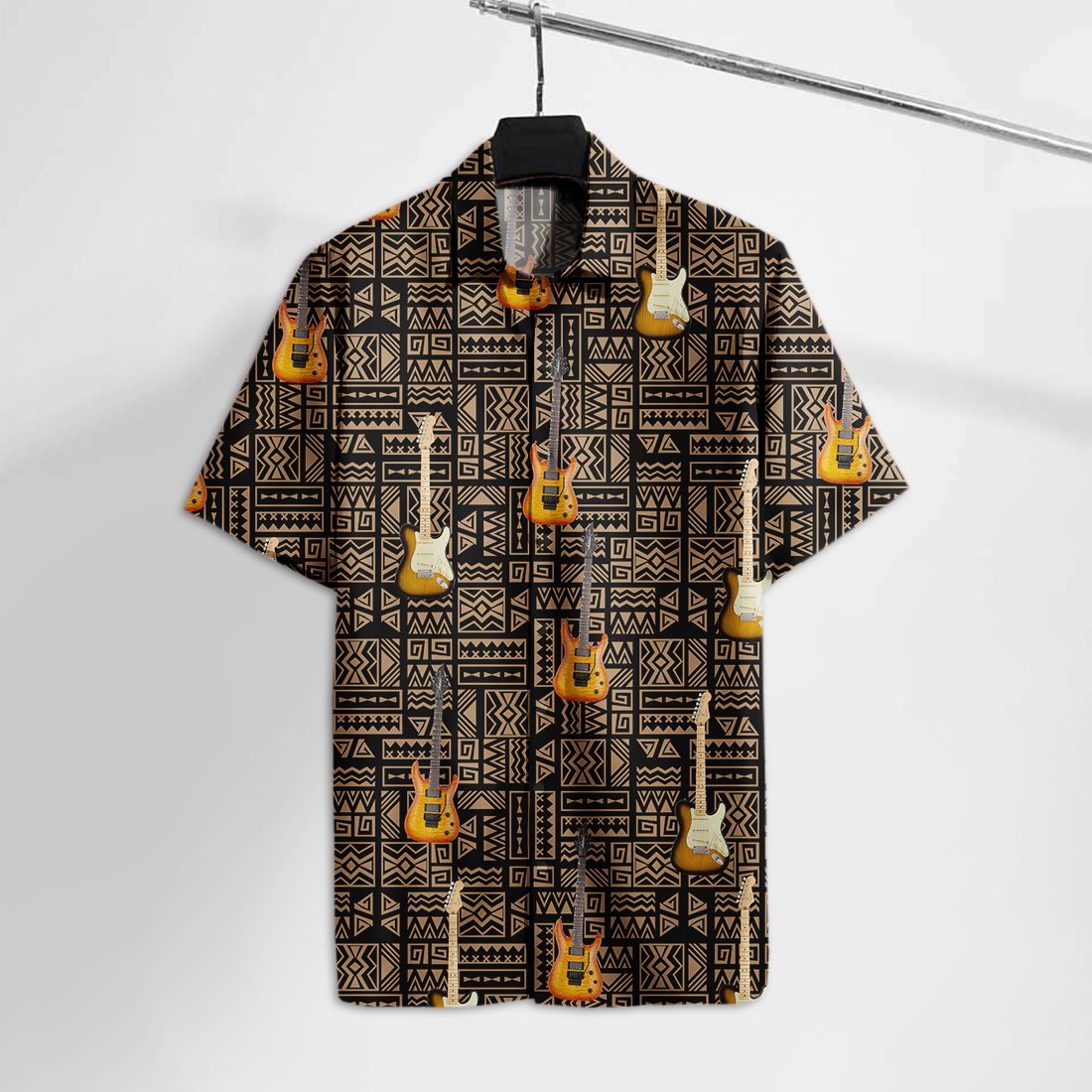 Electric Guitars Brown Pattern Music Hawaii Tshirt