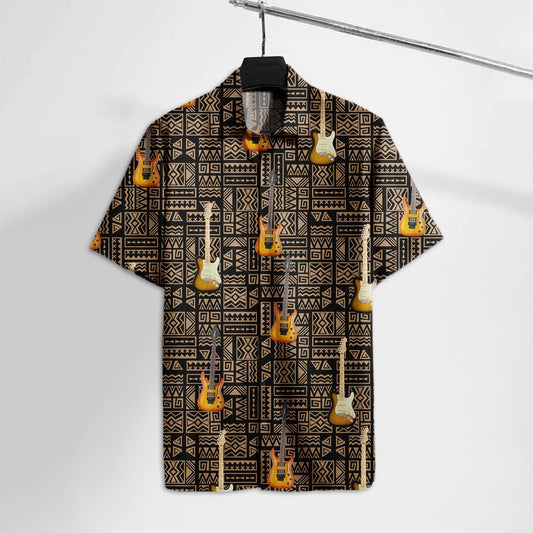 Electric Guitars Brown Pattern Music Hawaii Tshirt