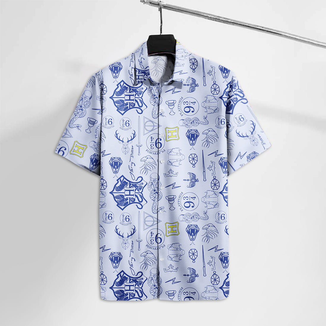Unifinz HP Hawaiian Shirt Hgwarts Houses Magical Objects And Deathly Hallows Hawaii Tshirt Awesome HP Aloha Shirt 2022