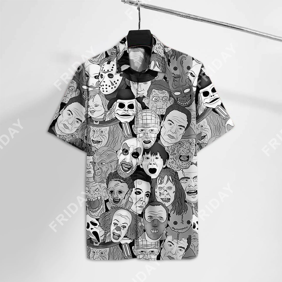 Unifinz Horror Hawaiian Shirt Scariest Horror Movie Villains Hawaii Tshirt Cool Amazing Horror Aloha Shirt 2022