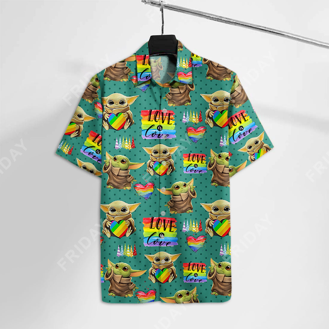 Unifinz LGBT Hawaii Shirt Grogu LGBT Rainbow Love Is Love Pattern Hawaiian Shirt LGBT Aloha Shirt 2022