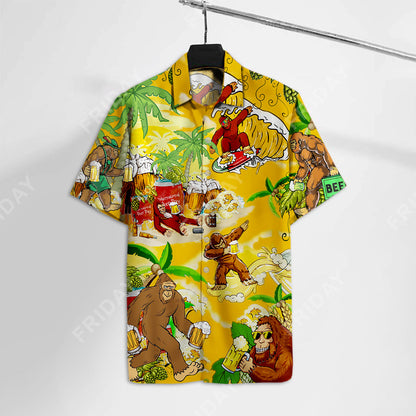 Unifinz Bigfoot Aloha Shirt Yellow Bigfoot Beer Hawaiian Shirt Bigfoot Hawaii Shirt 2022