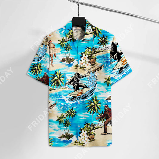 Unifinz Bigfoot Hawaii Shirt Bigfoot Surfing Hawaiian Shirt Bigfoot Aloha Shirt 2022