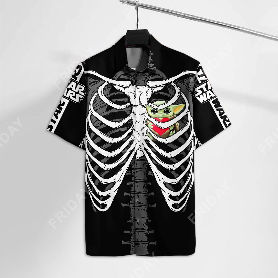 SW Baby Yda Hug Heart Skeleton Hawaii Tshirt