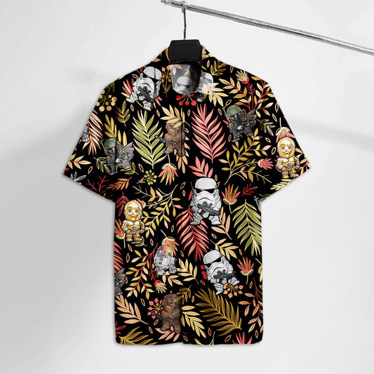 Unifinz SW Hawaiiian Shirt CHIBI TROOPER CHEWIE AND ROBOTS HAWAII TSHIRT Amazing SW Aloha Shirt 2022