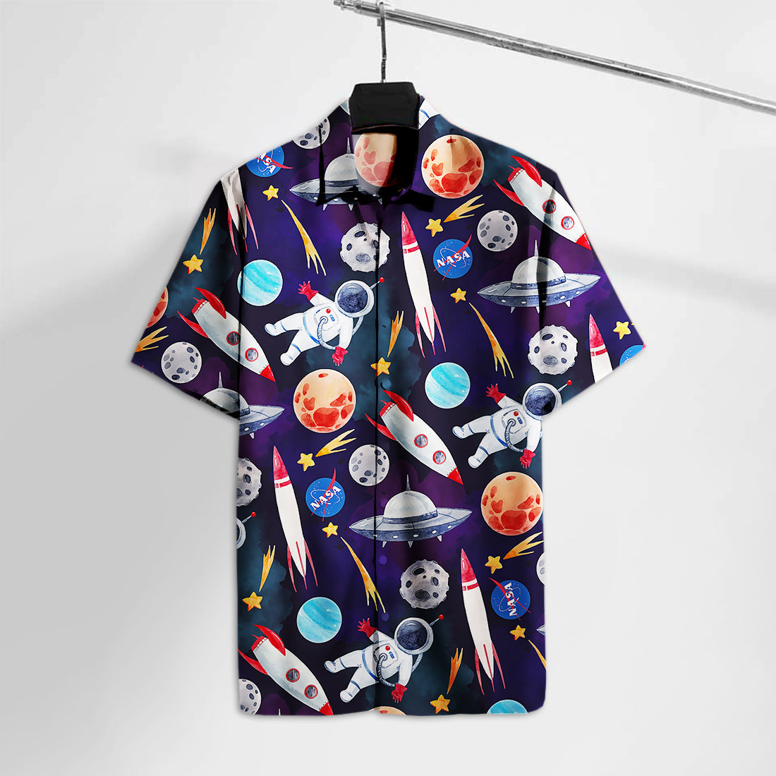 Unifinz NASA Hawaiian Shirt NS Astronaut Moon Mars Hawaii Tshirt Amazing NASA Aloha Shirt 2022