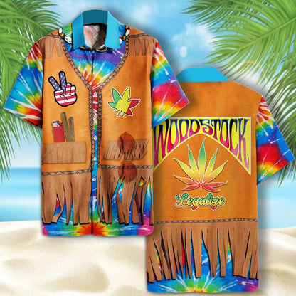 Hippie Hawaii Shirt Woodstock Legalize Tie Dye Costume Hawaiian Aloha Shirt