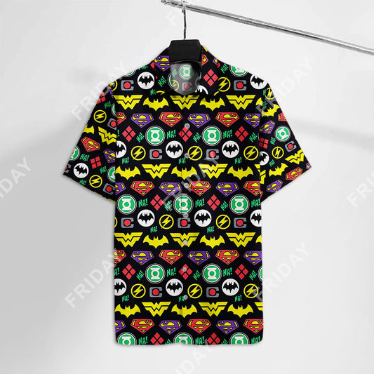 Unifinz DC JL Hawaiian Shirt JL Icon Hawaii Tshirt Cool DC Aloha Shirt 2022