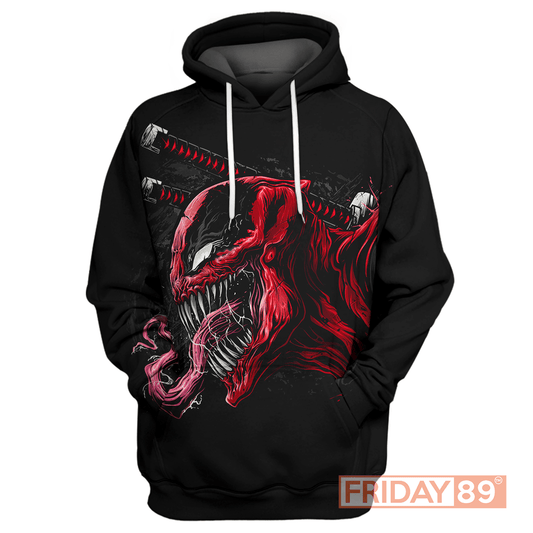 Unifinz MV Shirt Venom DeadPool Shirt Venom Hoodie Deadpool Tee Red Black MV Hoodie 2022